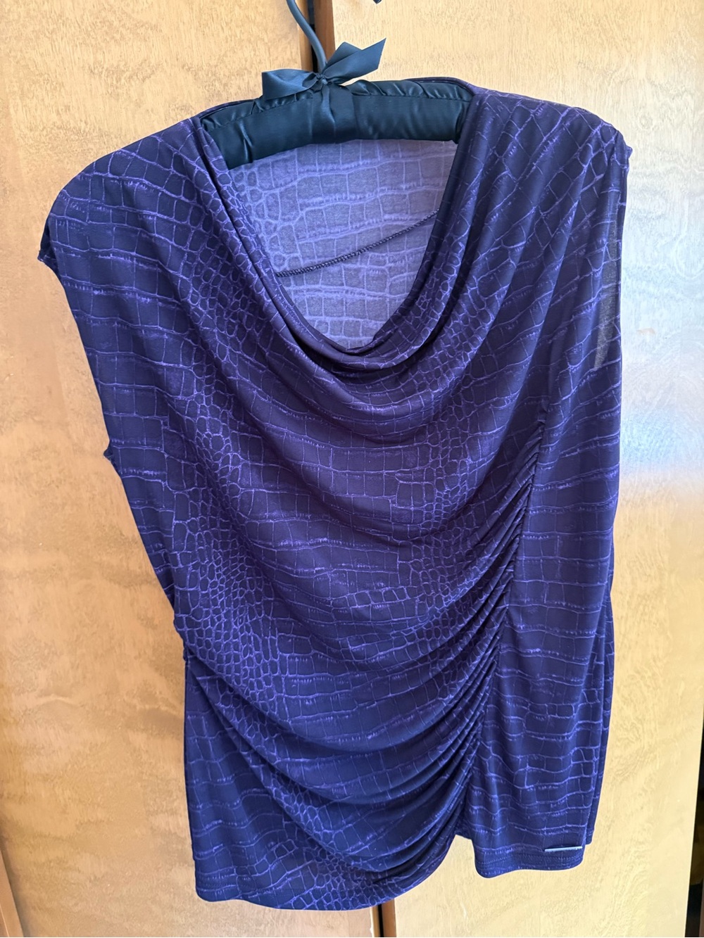 Michael Kors Purple Snake Print Sleeveless Cowl Top Size M
